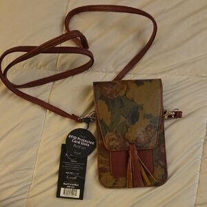 Floral Crossbody Bag in Brown and Green